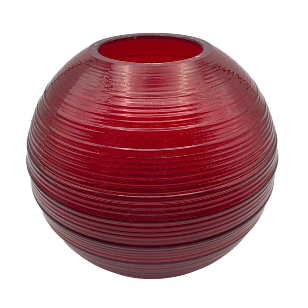 Vintage 1930s Imperial Glass Co. 5.5" Spun/Reeded Rose Bowl (#701) Ruby Red VGC
